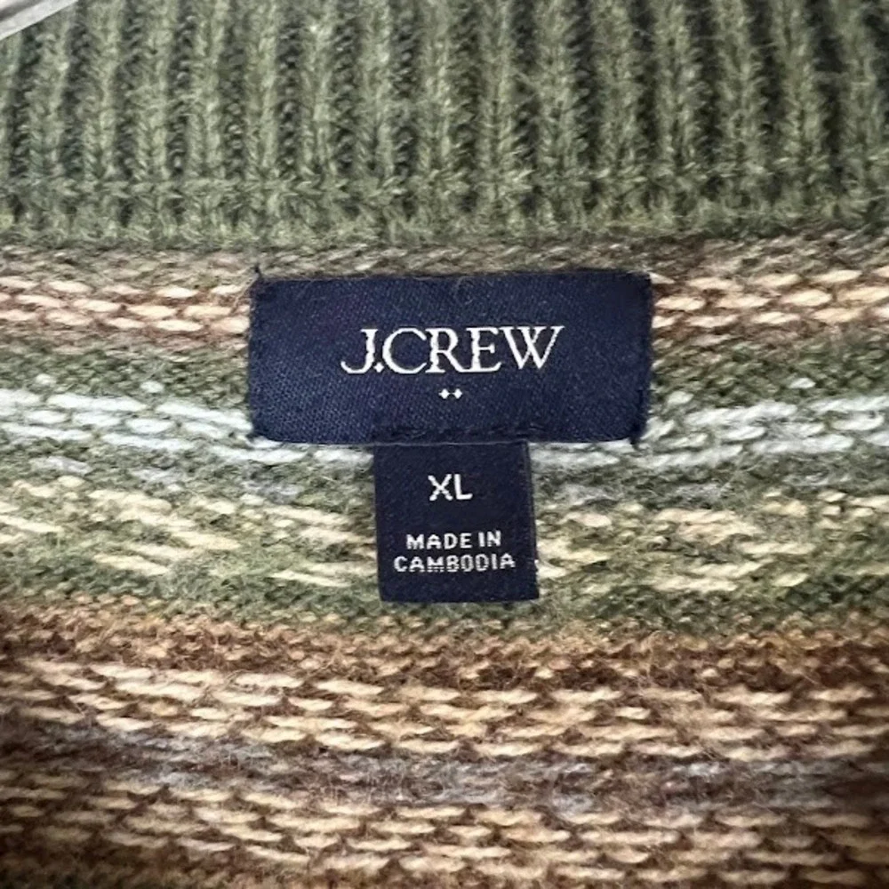 J Crew Sweater Mens XL Fair Isle Lambswool Nordic Crewneck Old Money Preppy